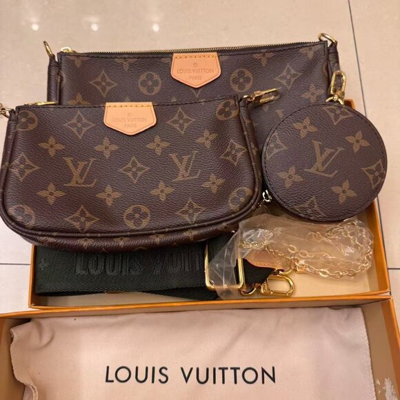 Louis Vuitton Medium Monogram Tote Bag with Matching Pouch – Brown - Picture 3 of 6